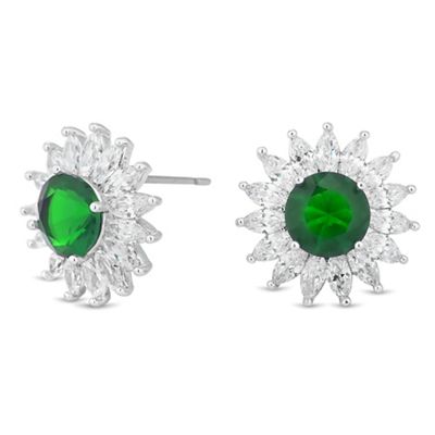 Green crystal burst earring